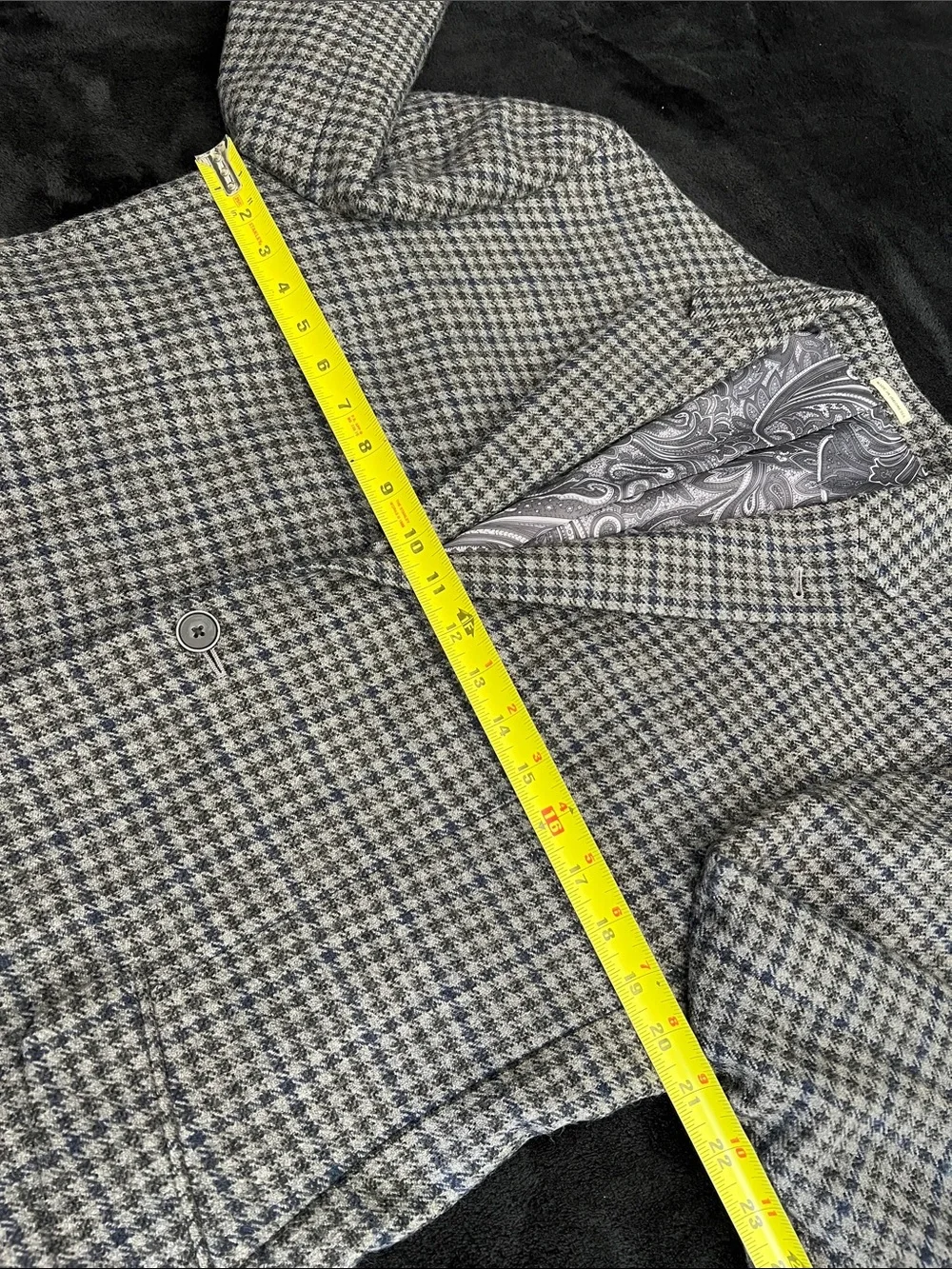 100% Wool Joseph Abboud Houndstooth Sport Coat - Gray & Blue